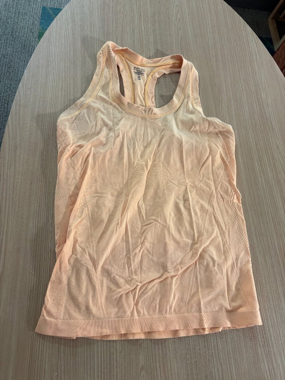 Athleta Racerback Tank Top Large Yellow 100% Nylon Textured Pull Over Pastel